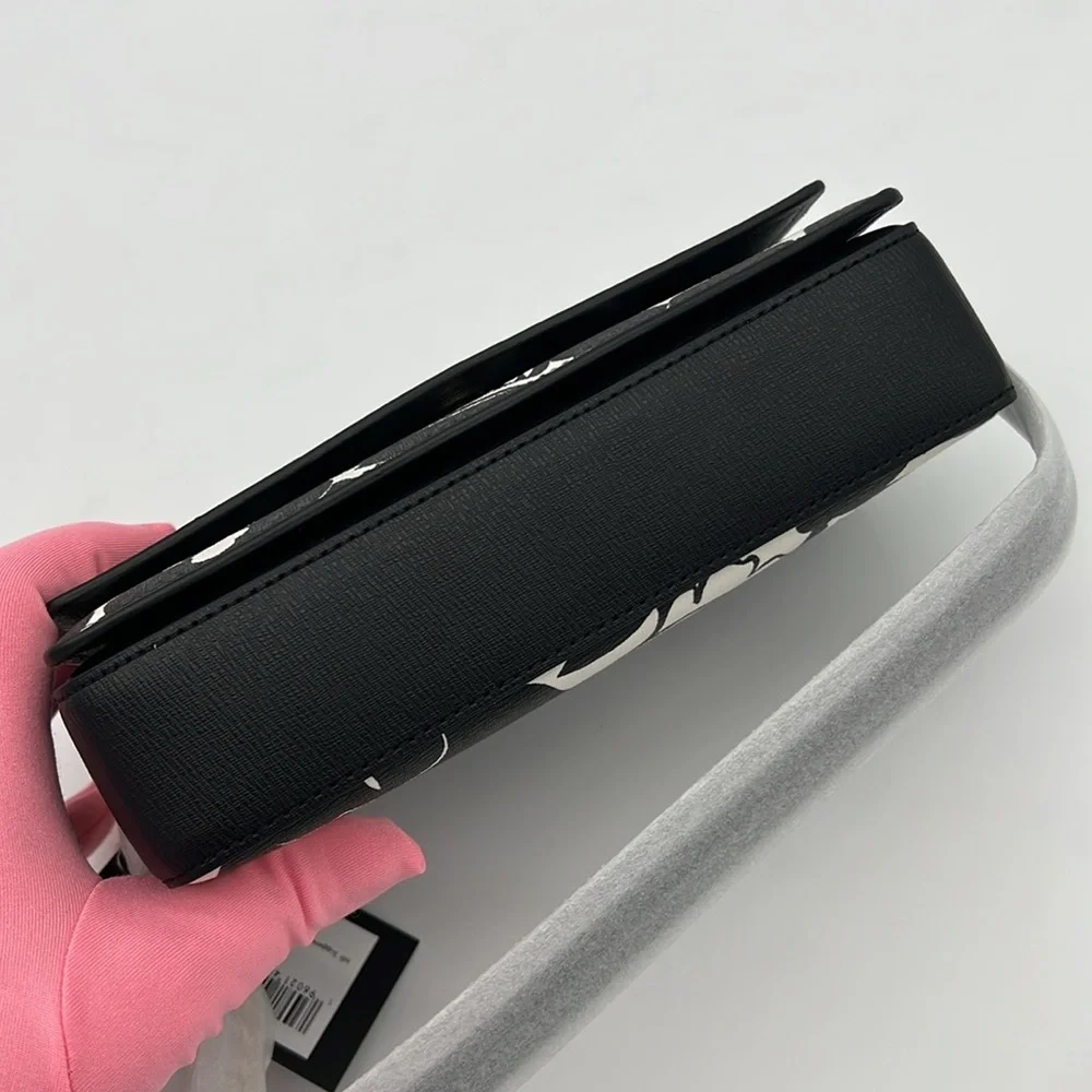Kate Spade Morgan Tropical Foliage Flap Chain Wallet Crossbody Black Multi